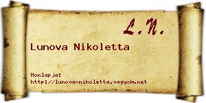 Lunova Nikoletta névjegykártya